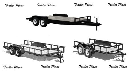 Trailer plan bundle with car trailer, flatbed trailer and utility trailer.