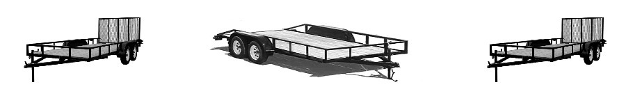 Image of our 8' wide flatbed and utility trailers.