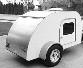 Image of the completed 5x8 Teardrop Trailer.