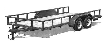 Image of 8x20 flatbed utility trailer built from our trailer plans.
